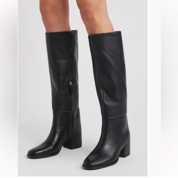 Nordstrom Shoes - Nordstrom Hanna Boots Black Leather Knee High Tall Boot Side Zipper Size 6.5
